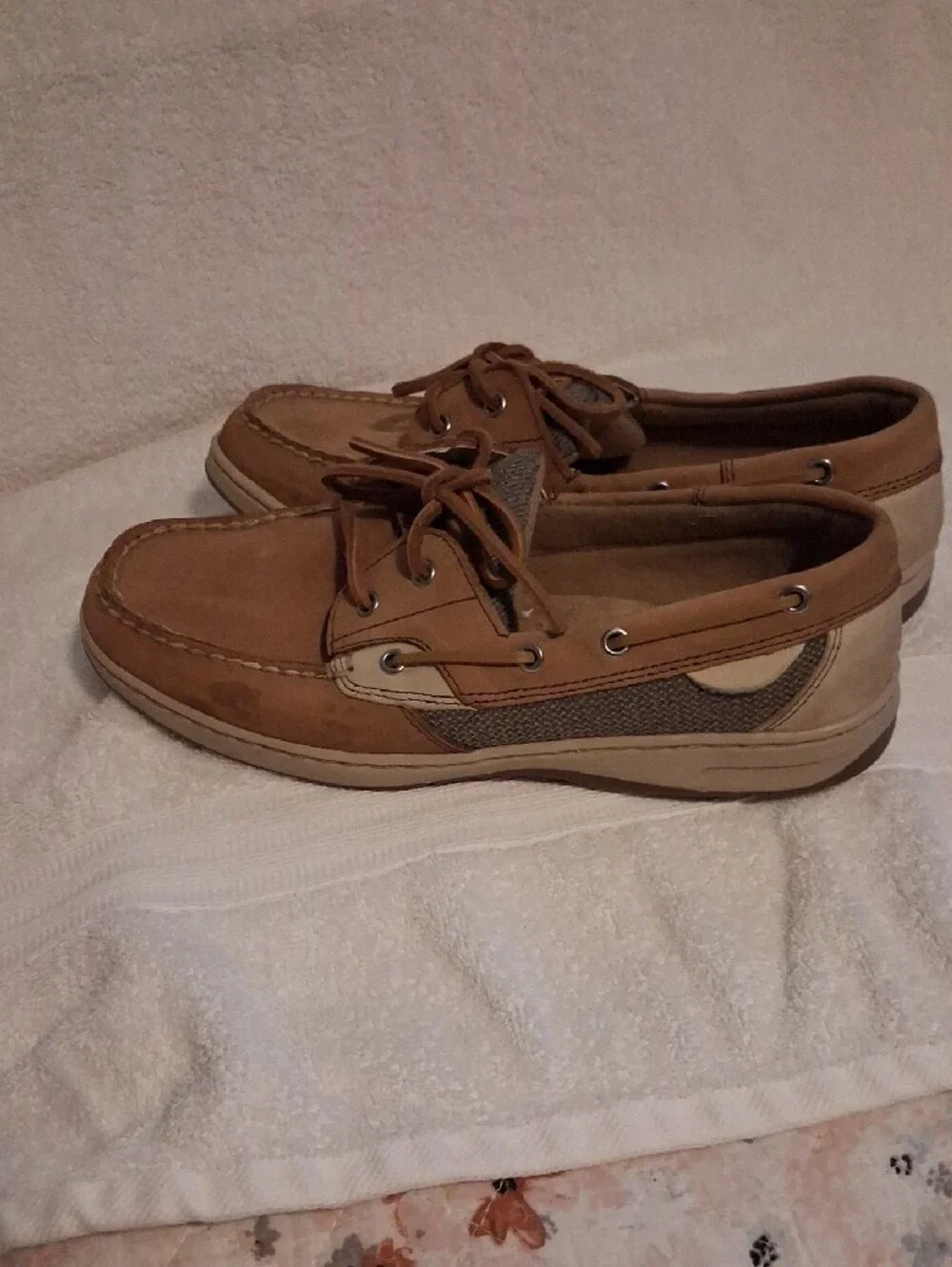 Aloha Island Brown and Cream Leather Boat Shoes